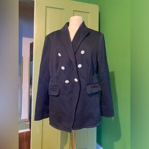 Escada Double-Breasted navy blue white buttons Blazer